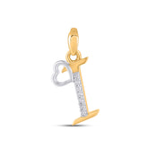 I Letter Initial with Heart 10K Yellow Gold & Diamond Pendant